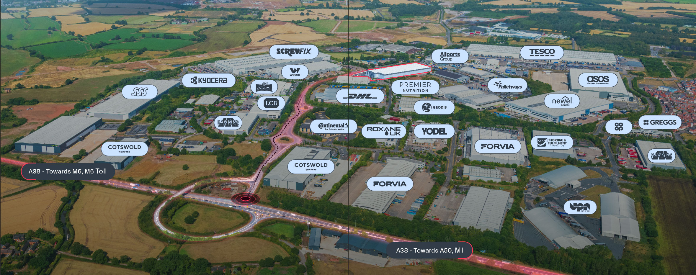 Aerial view of Fradley Park